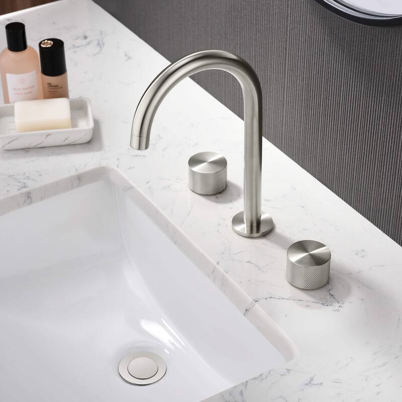 Circular X 8" Bathroom Sink Widespread Faucet with Drain Assembly