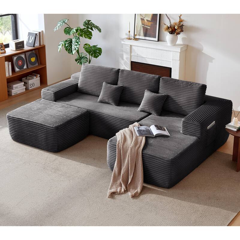 104"Cloud Sectional Couch with U-Shaped Chaise,Modern Modular Sofa with Deep Seat, Upholstered Couches