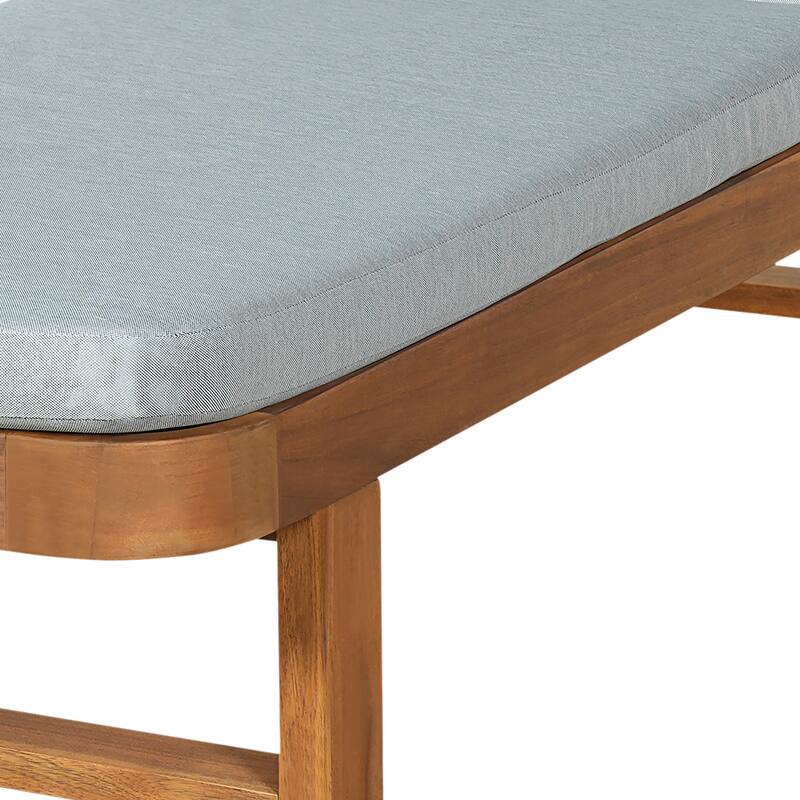 Christopher Knight Home - Milos Outdoor Acacia Wood Chaise Lounge with Adjustable Backrest & Water Resistant Cushioned Seat