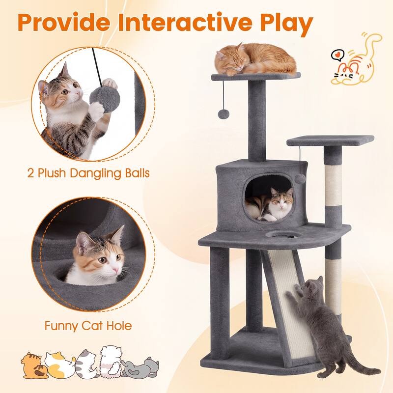 Gymax Cat Tree Multi-Level Cat Tower w/ Top Perches & Cozy Condo