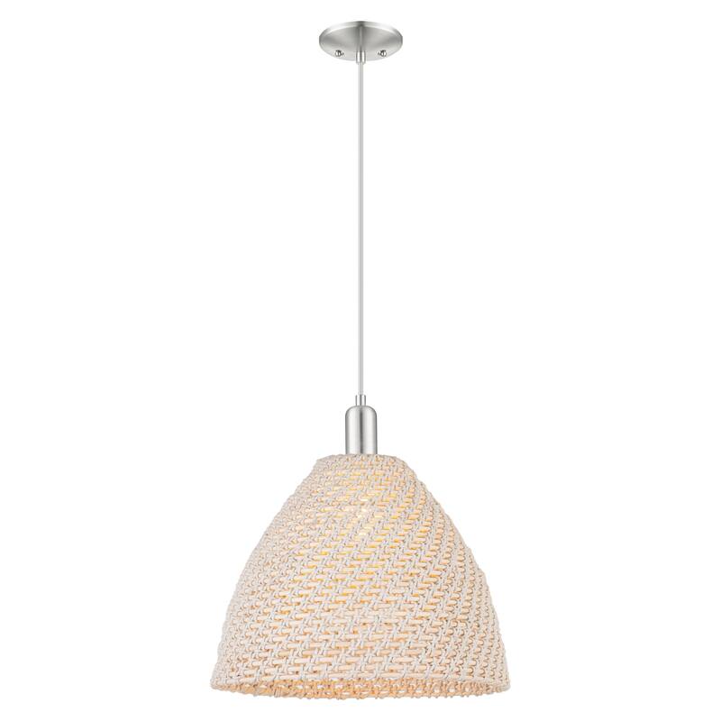 Innovations Lighting Downtown Urban - Natural Ballston Dome - 1 Light 16" Cord Hung Mini Pendant - Natural Shade/Brushed Satin Nickel