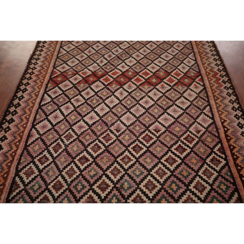 Trellis Kilim Persian Vintage Rug Flatweave Wool Carpet - 5'8" X 8'1"
