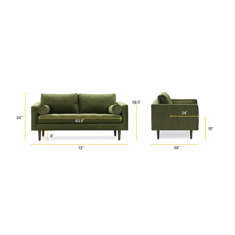 Poly & Bark Napa 72" Velvet Fabric Apartment Sofa