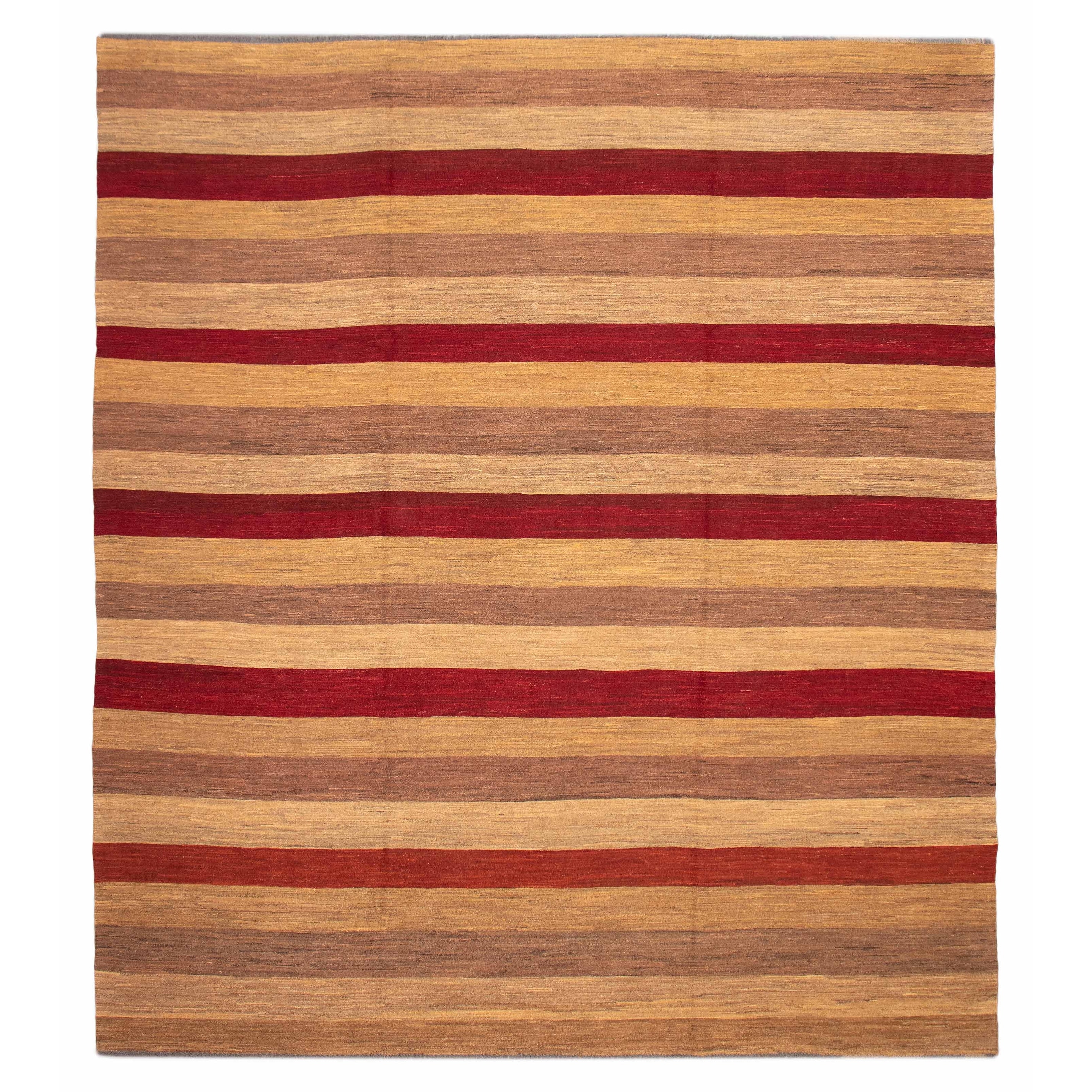 ECARPETGALLERY Flat-Weave Lahor Finest Beige, Red Wool Tapestry Kilim - 13'1 x 14'6