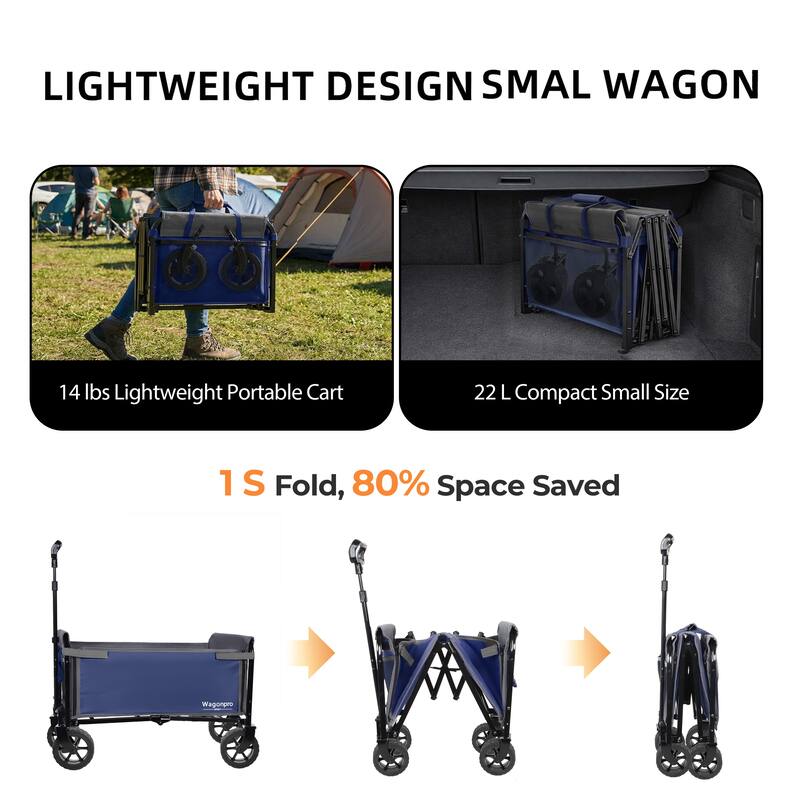 Upgraded 18" Wide Wheels, All-in-One Convertible Folding Trolley with Full-Side Opening & Dog Leash, 220Lbs Capacity for Camping