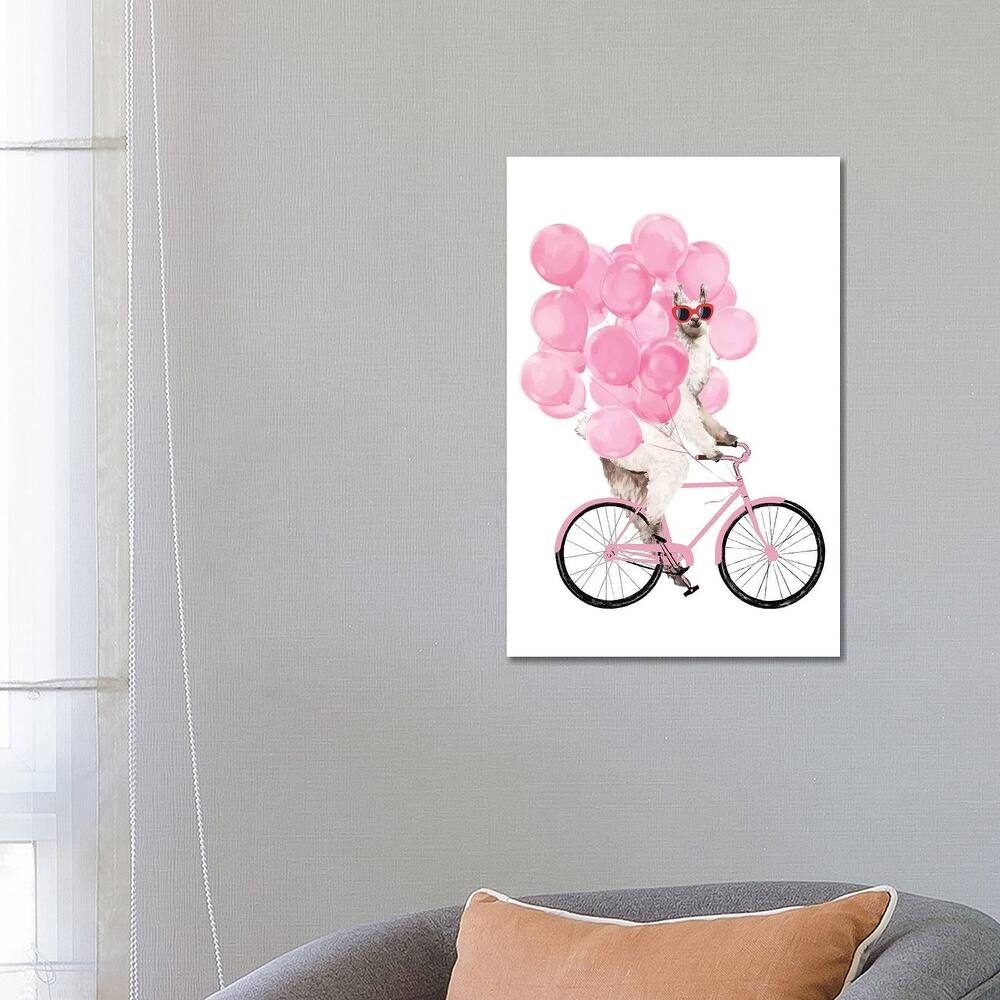 iCanvas "Iding Llama With Pink Balloons" by Big Nose Work Canvas Print