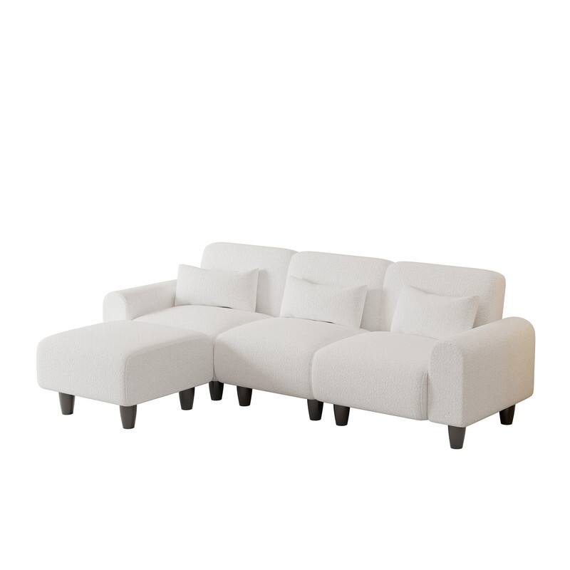 84.6" Teddy velvet L-shaped modular sofa