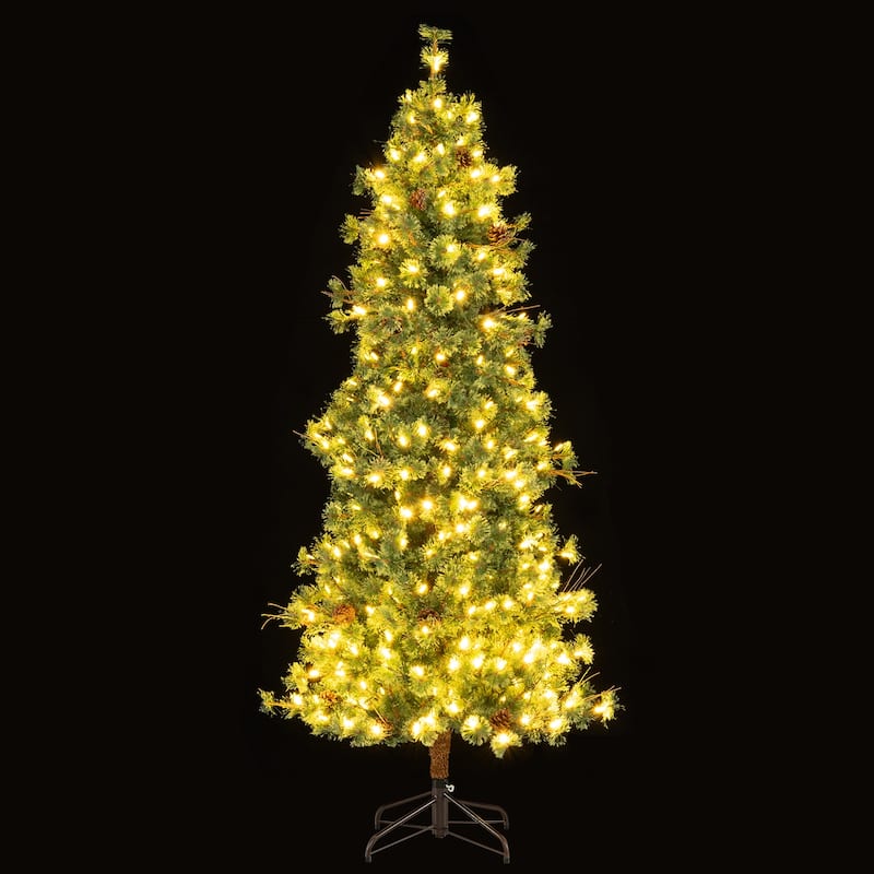 Gymax 7 FT Pre-Lit Artificial Christmas Tree Cashmere Xmas Tree w/ 502