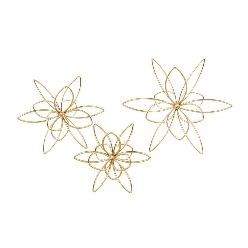 CosmoLiving by Cosmopolitan Gold Metal Handmade Floral Decorative Sculpture (Set of 3)