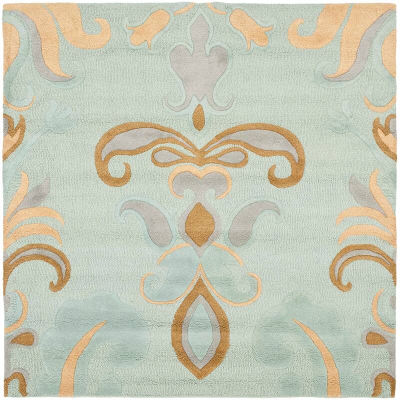 SAFAVIEH Handmade Soho Tianna N.Z. Wool Rug - 6' Square - Light Blue/Multi