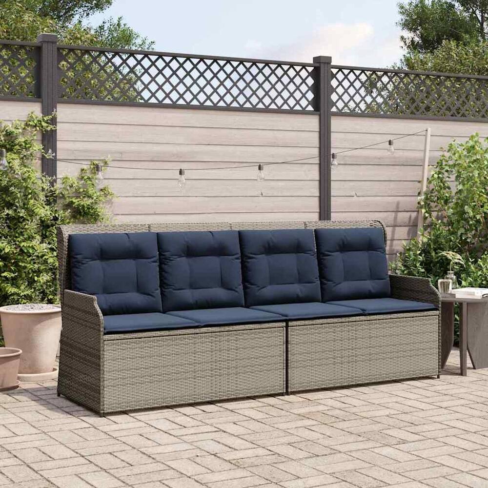 vidaXL Garden Bench with Cushion Brown Poly rattan - 26 x 43 x 37