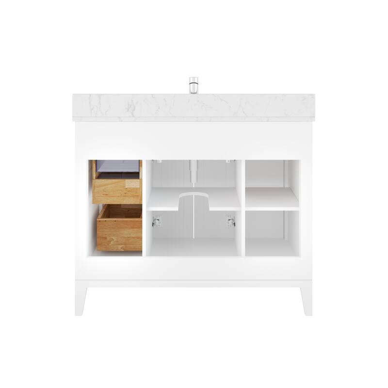 Jackson 42-inch Single Bathroom Vanity with Engineered Stone Top and Drawer Organizer