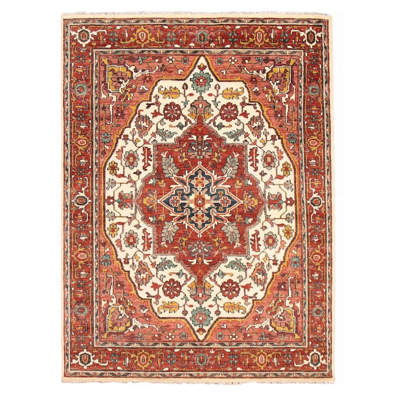ECARPETGALLERY Hand-knotted Jules Serapi Cream, Copper Wool Rug - 8'8 x 11'11 - Cream/ Dark Copper - 8'8 x 11'11