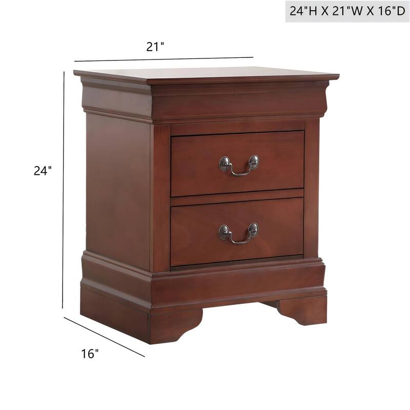 Cherry Traditional Nightstand with Two Drawers