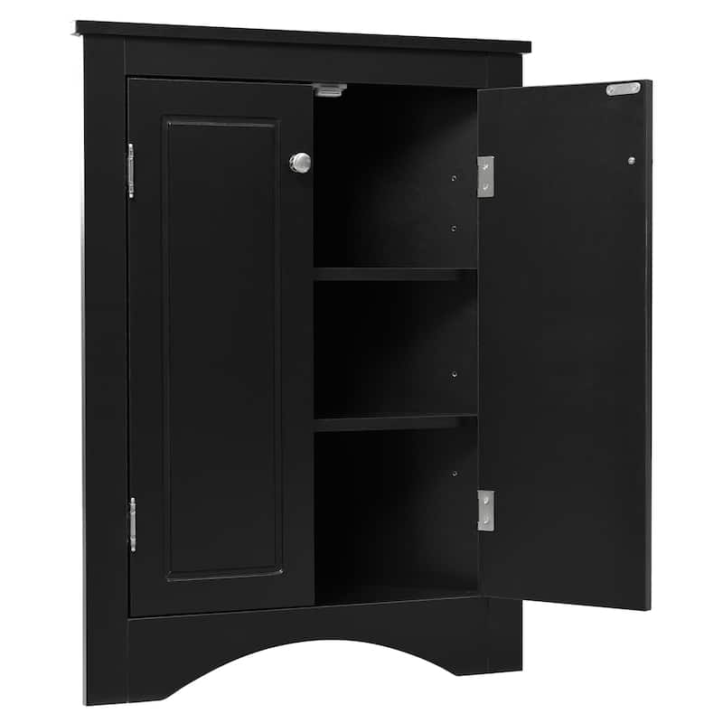 Roomfitters Triangle Bathroom Storage Cabinet with Adjustable Shelves Freestanding Floor Unit for Home or Kitchen