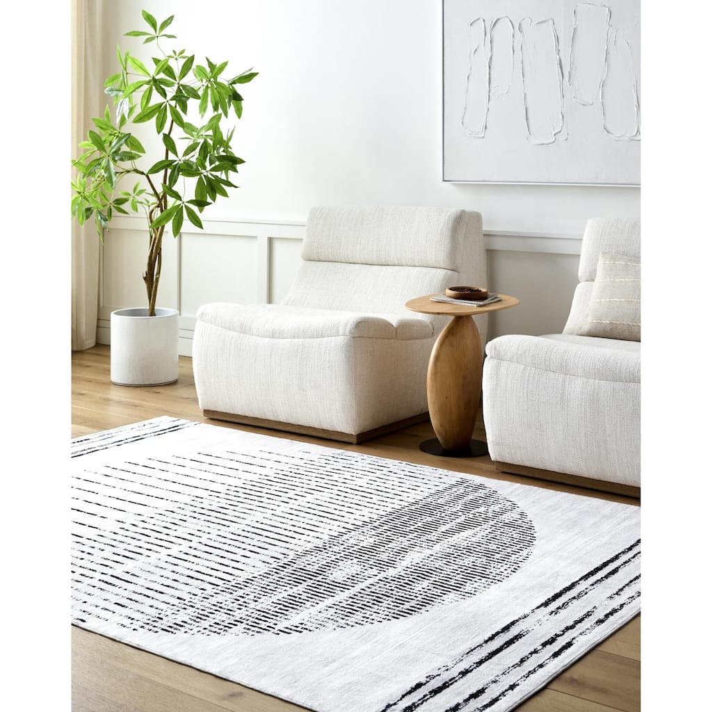 Livabliss Lavable Global Stripe Washable Area Rug