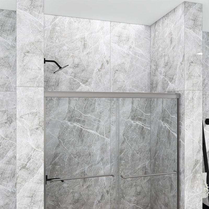 48/54/60 Inch Double Sliding Framed Shower Door with Clear Tempered Glass