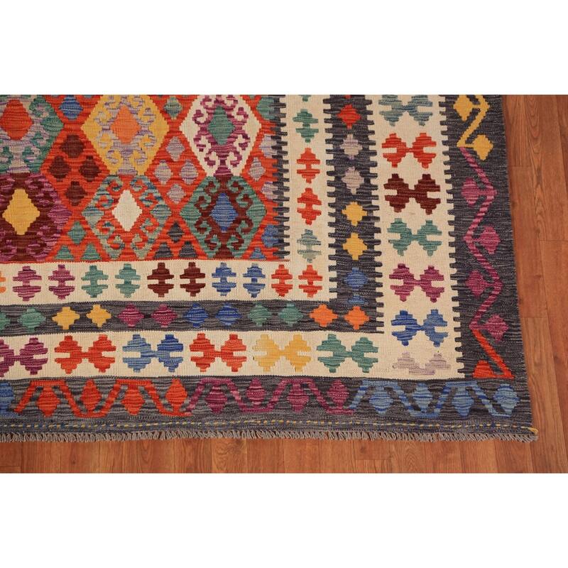 All-Over Kilim Oriental Area Rug Flatweave Southwestern Wool Carpet - 8'3"x 11'9"