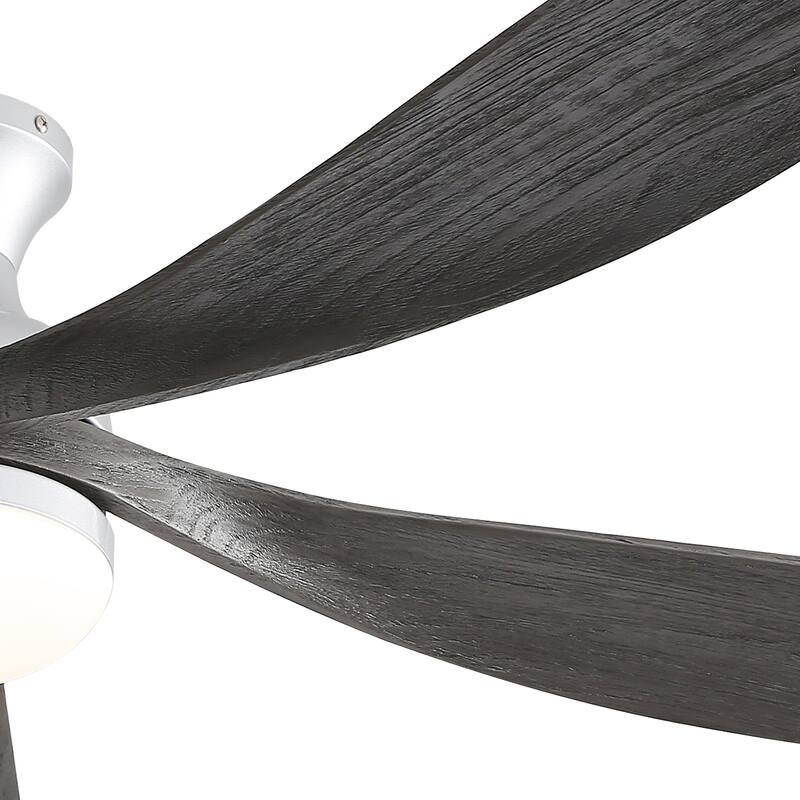 52 Inch Flush Mount 5 Wood Blades Smart Ceiling Fan with Light,Remote and APP Control-Farmhouse,Modern,Contemporary - 52 Inches