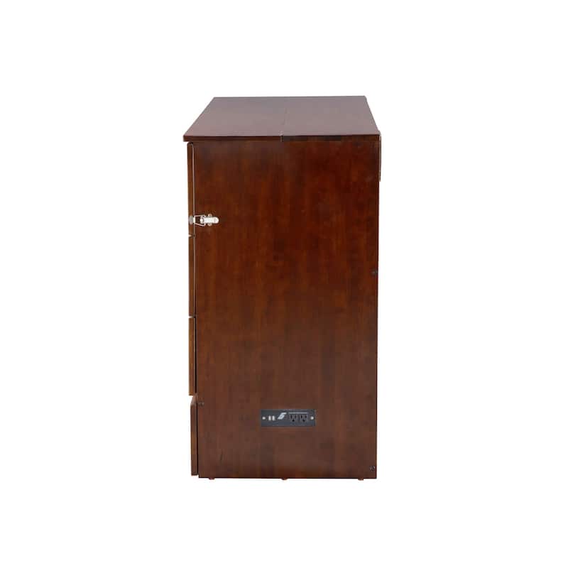 Deerfield Queen Murphy Bed Chest with 6" Mattress, Storage Drawer & Built-In Charger in Walnut