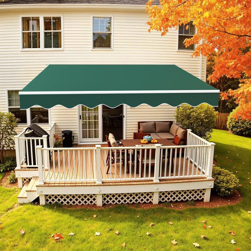 MCombo13x8Feet Manual Retractable Patio Door Window Awning Sunshade Shelter Outdoor Canopy