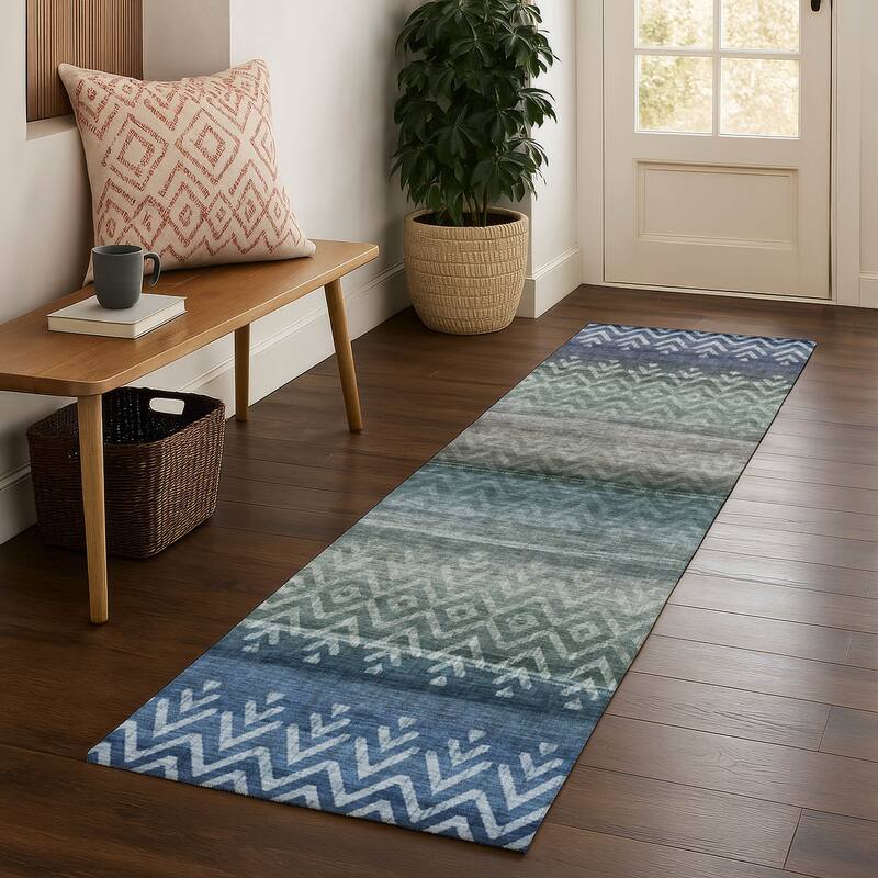 Premium Washable Super Soft Boho Ombre Mayfield Rug - Blue - 2'3" x 7'6"