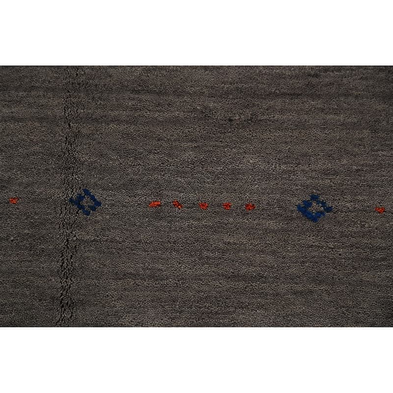Tribal Gabbeh Oriental Area Rug Hand-Knotted Grey Wool Carpet - 5'9" x 7'11"