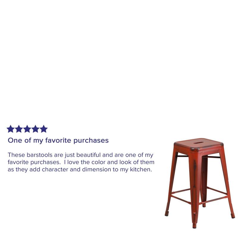 24" High Backless Distressed Metal Indoor-Outdoor Counter Height Stool