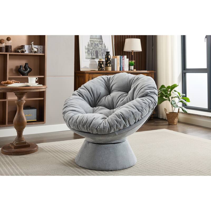 Oversized Swivel Accent Chair, 360-Degree Swivel Barrel Chair, Papasan Chair for Living Room and Bedroom Comfort
