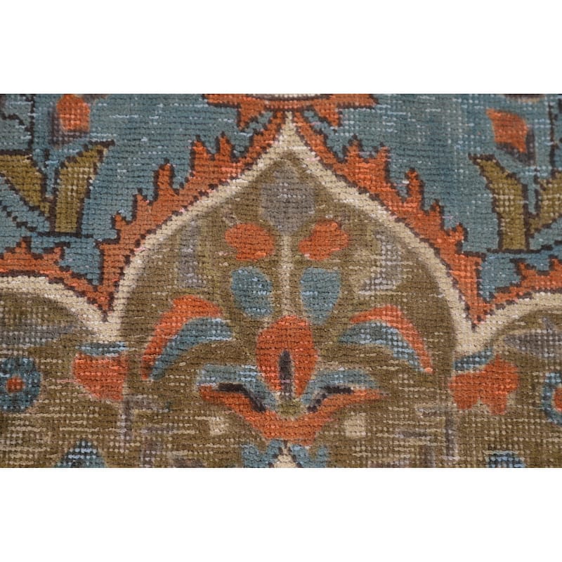 Over-Dyed Blue Tabriz Vintage Area Rug Handmade Wool Carpet - 6'5" x 9'5"