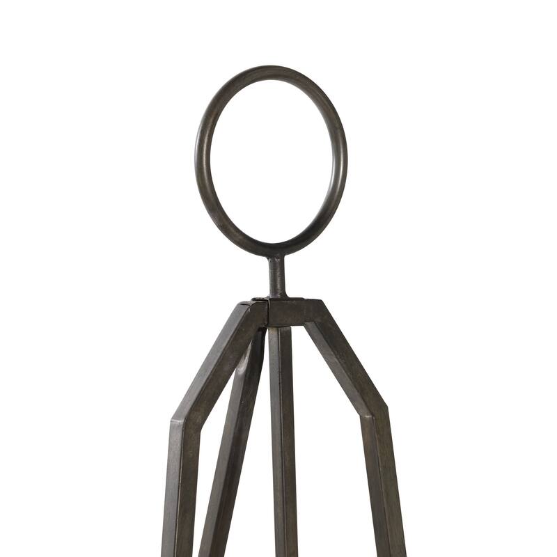 Black Metal Large Adjustable Display Easel with Chain Support and Wood Tray