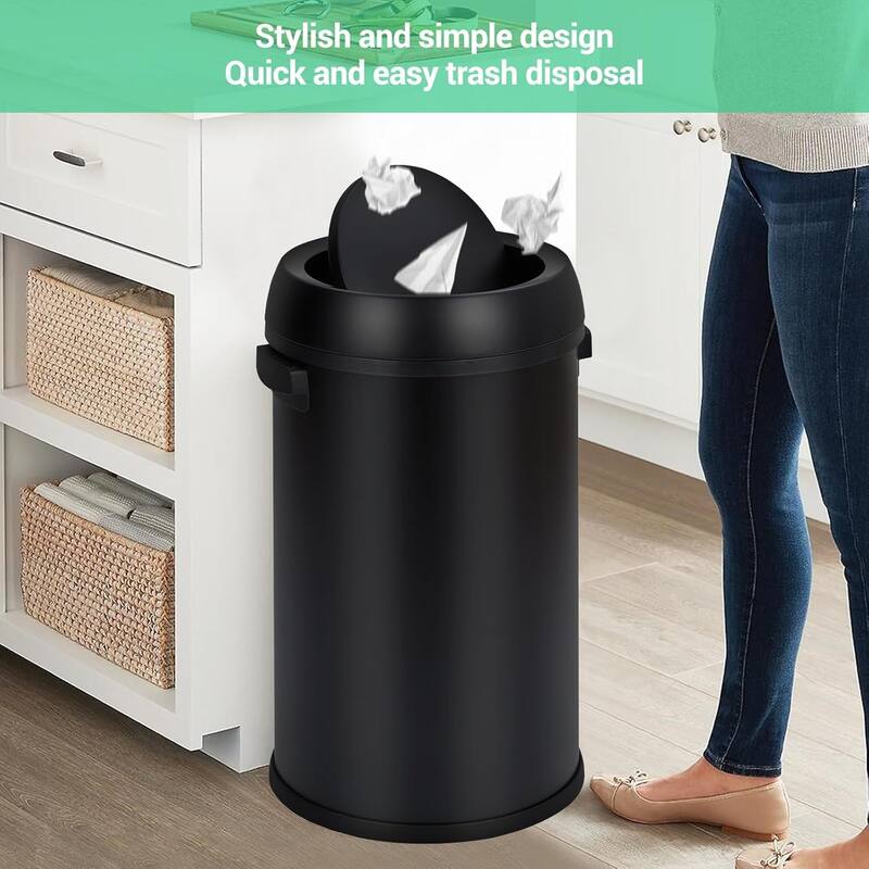 17 Gallon/65 Liter Round Open Top Trash Can, Stainless Steel Commercial Grade Heavy Gauge Trash Bin