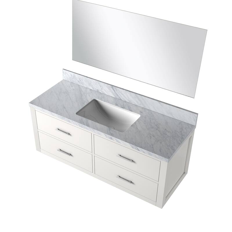 Castor Bath Vanity with Carrara Marble Top, Sink and Mirror