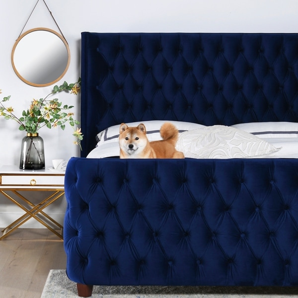 Silver Orchid Luts Luxury Hand Button-Tufted Curved Platform Bed. Opens flyout.