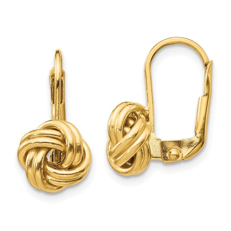 Curata 14k Yellow or White Gold 17x9mm Polished Love Knot Lever Back Earrings - Yellow