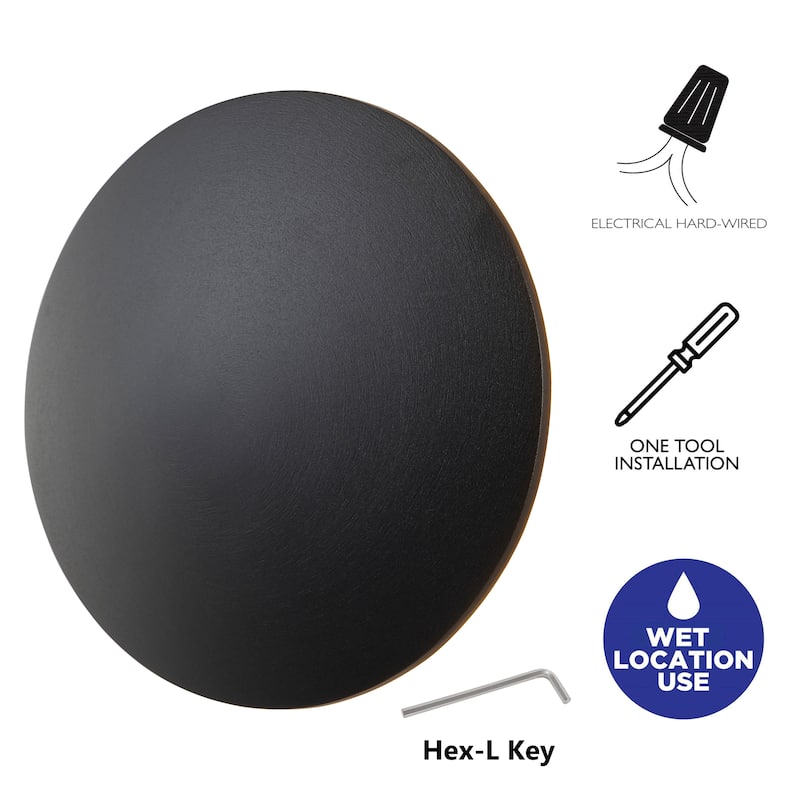 C Cattleya 2-pack Matte Black Aluminum Round Disc LED Indoor Outdoor Wall Sconce