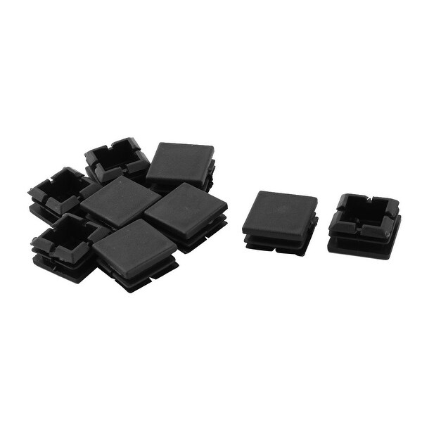 Family Plastic Square Chair Desk Foot Cover Tube Insert Black 25mm x 25mm 9pcs