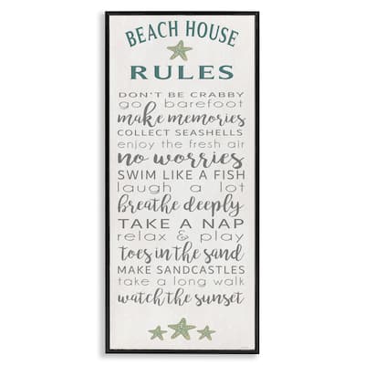 Stupell Fun Recreations Beach Rules Framed Giclee Art Design By Seven Trees Design