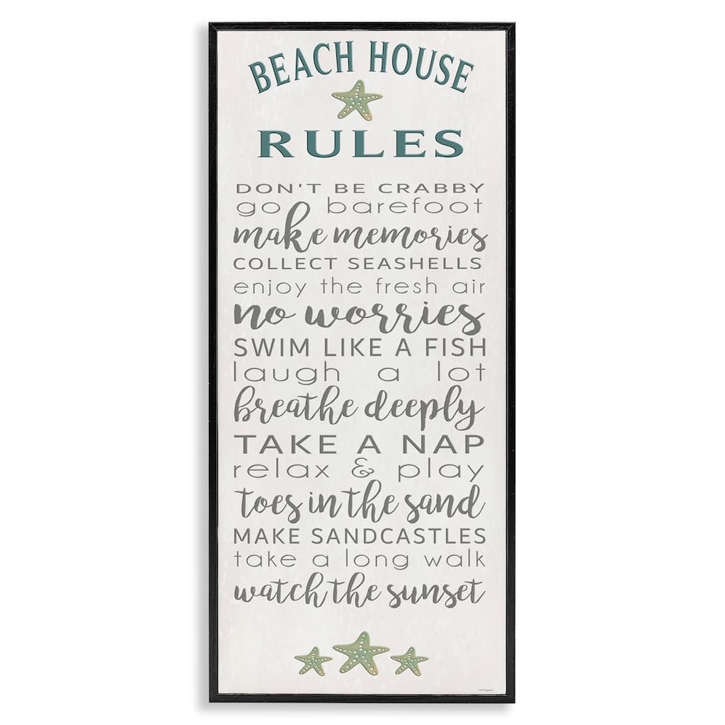 Stupell Fun Recreations Beach Rules Framed Giclee Art Design By Seven Trees Design