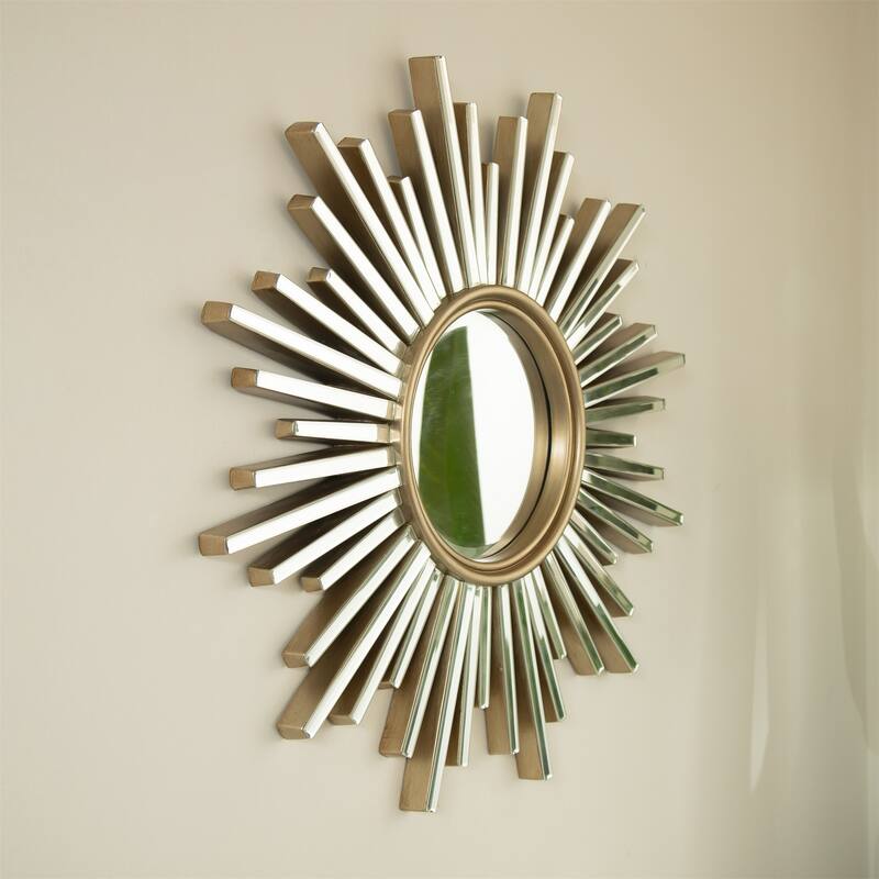 33" Luxury Style PU Sunburst-shaped Art Decorative Mirror