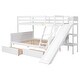 preview thumbnail 9 of 7, White Twin Over Full Pine Bunk Bed with Drawers, Slide, Shelves, Convertible