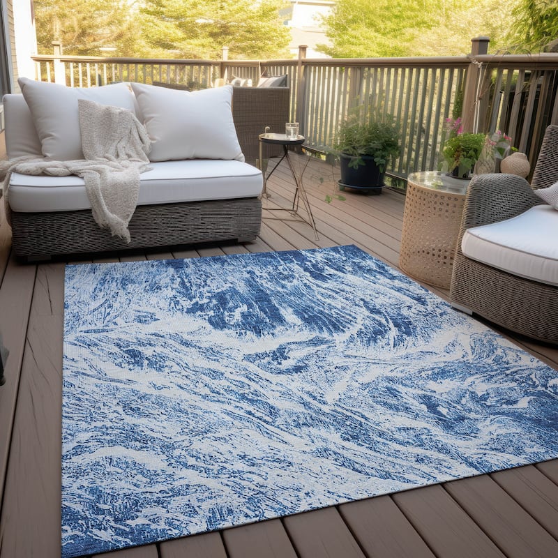 Machine Washable Indoor/ Outdoor Modern Abstract Chantille Rug