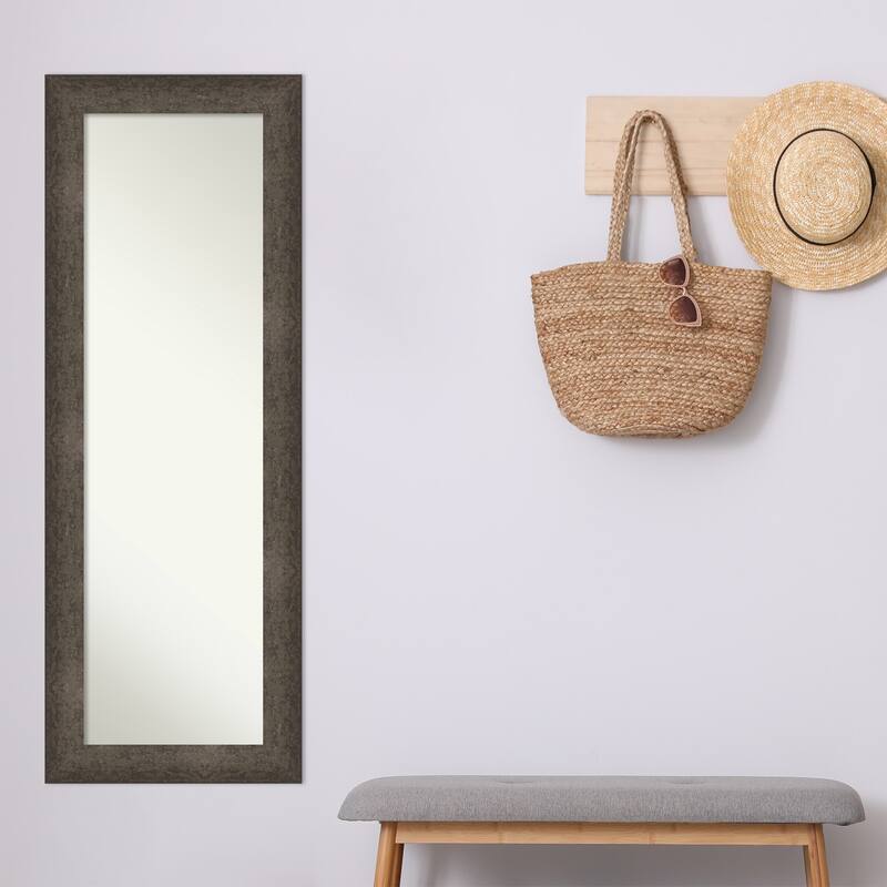 Dappled Non-Beveled Wood Framed Full-Length On the Door Mirror - Glass Size 14x48