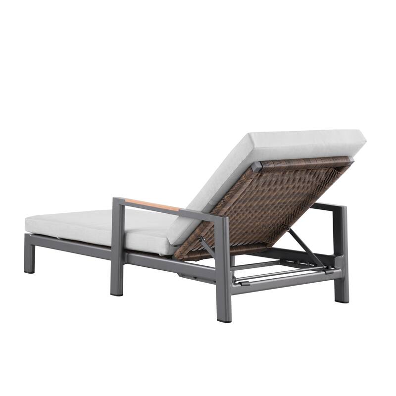 Arlo Teak & Wicker Aluminum Dual-Use Outdoor Chaise Lounge (Set of 2)