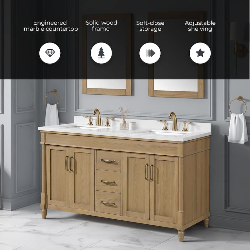 Salisbury Bathroom Vanity with White Engineered Marble Top