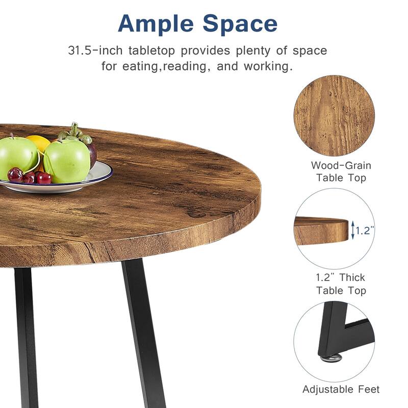 VECELO Round Dining Table, Metal Frame Dining Chairs, Modern Dining Table and Chairs Set for 2-4 People, 3 Options