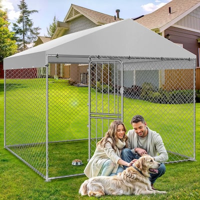 Moasis Large Outdoor Dog Kennel Heavy Duty Dog Cage Enclosure with Waterproof Roof
