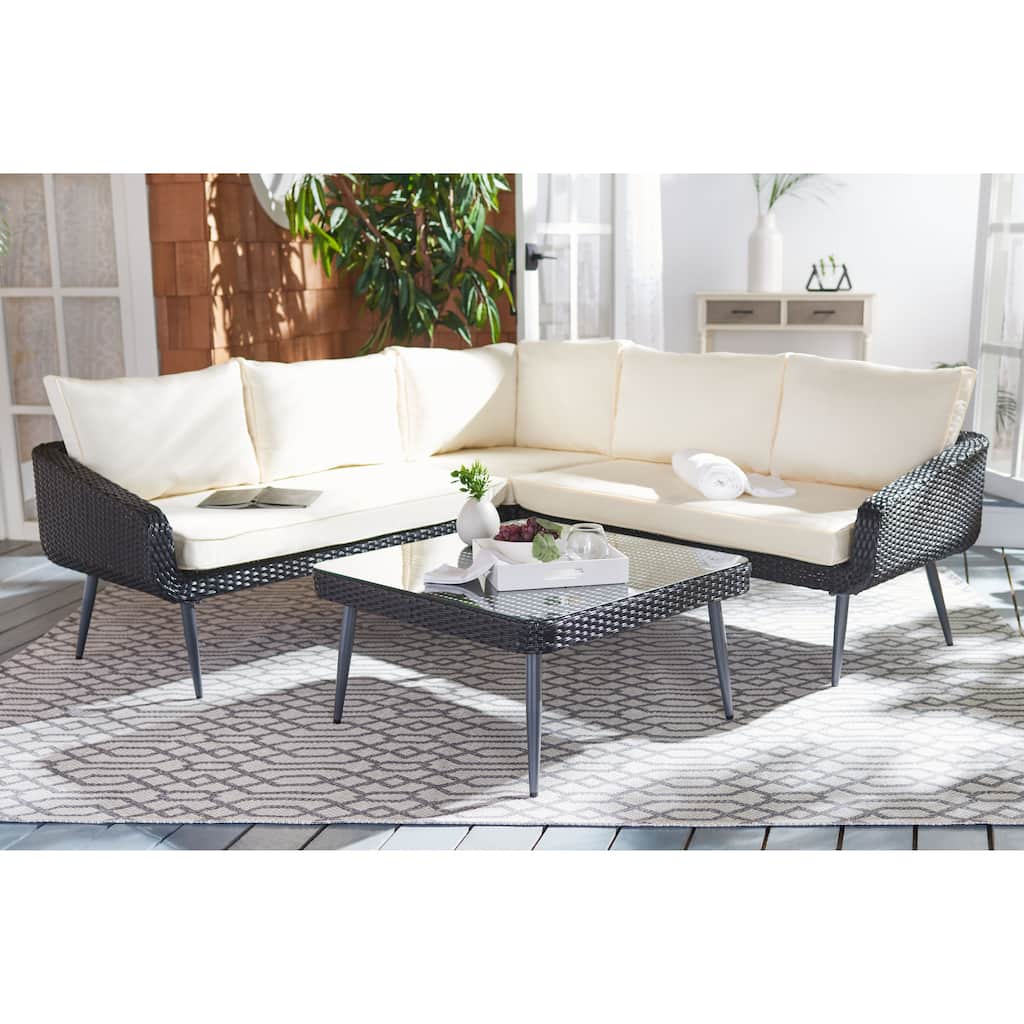 SAFAVIEH Outdoor Patio Furniture Onri 3-Piece Sofa Set - 32"W x 32"D x 16"H