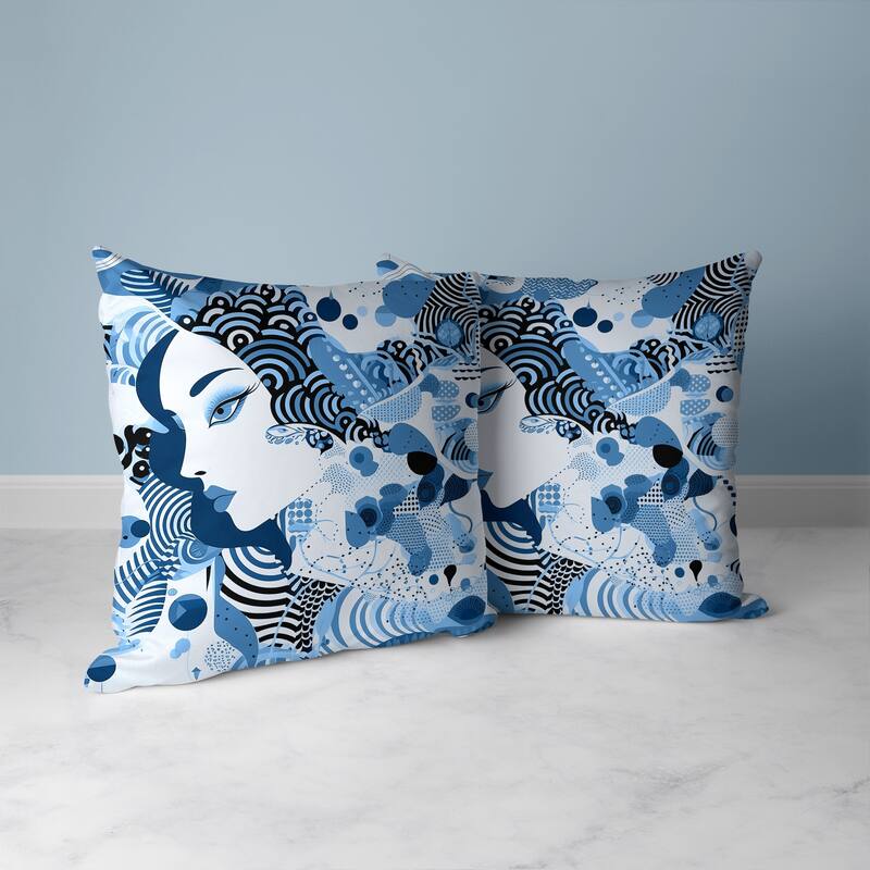 Modern Magic Faux Suede Reversible Throw Pillow Blue and Black