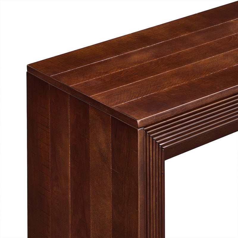 Fluted Counter Height Bar Table Set for 2, Dining Table with Fabric Upholstered Bar Stool with Solid Wood Legs